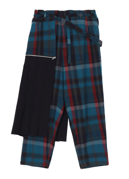 W/GABARDINE DOUBLE GAUZE  PLEATED WRAP PANTS