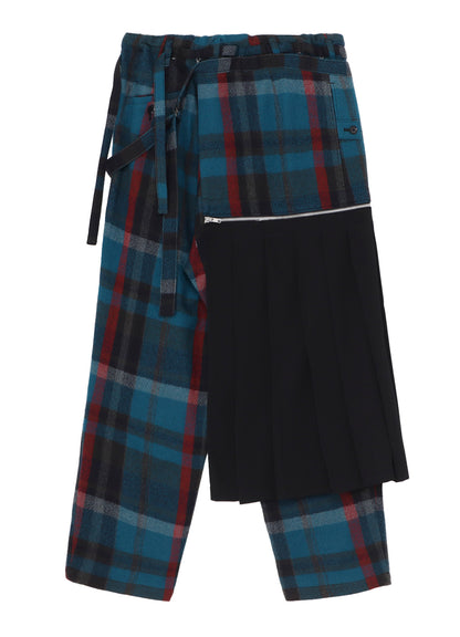 W/GABARDINE DOUBLE GAUZE  PLEATED WRAP PANTS