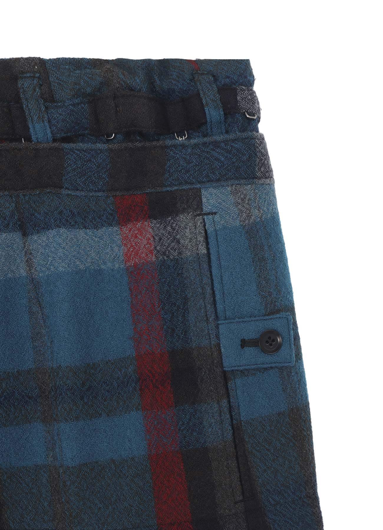 W/GABARDINE DOUBLE GAUZE PLEATED WRAP PANTS