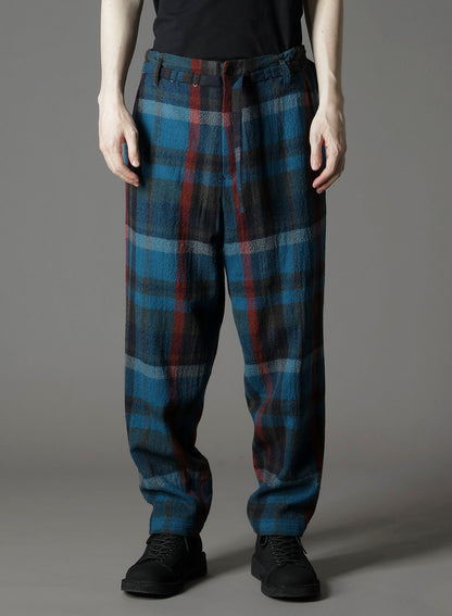 W/GABARDINE DOUBLE GAUZE  PLEATED WRAP PANTS