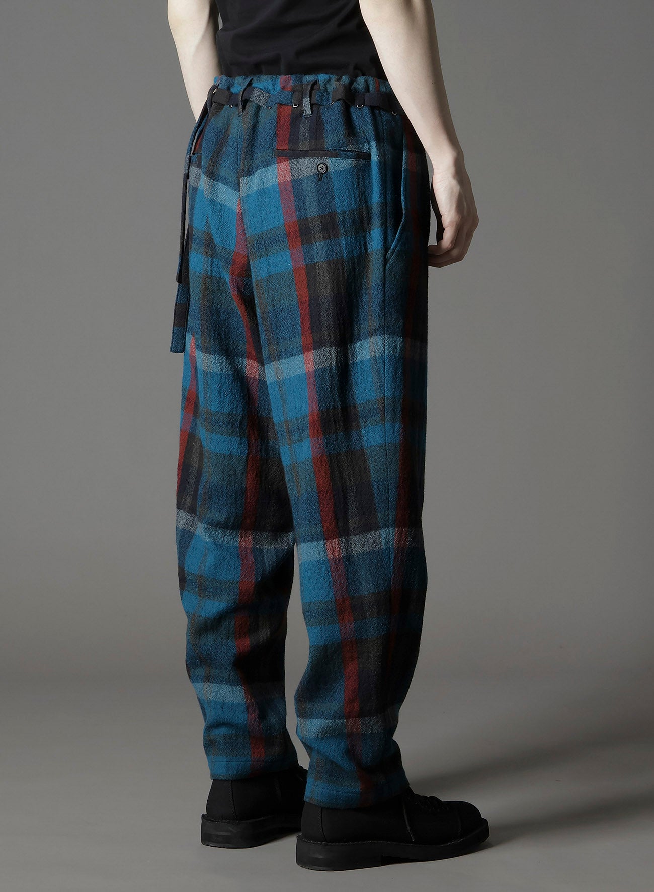 W/GABARDINE DOUBLE GAUZE PLEATED WRAP PANTS