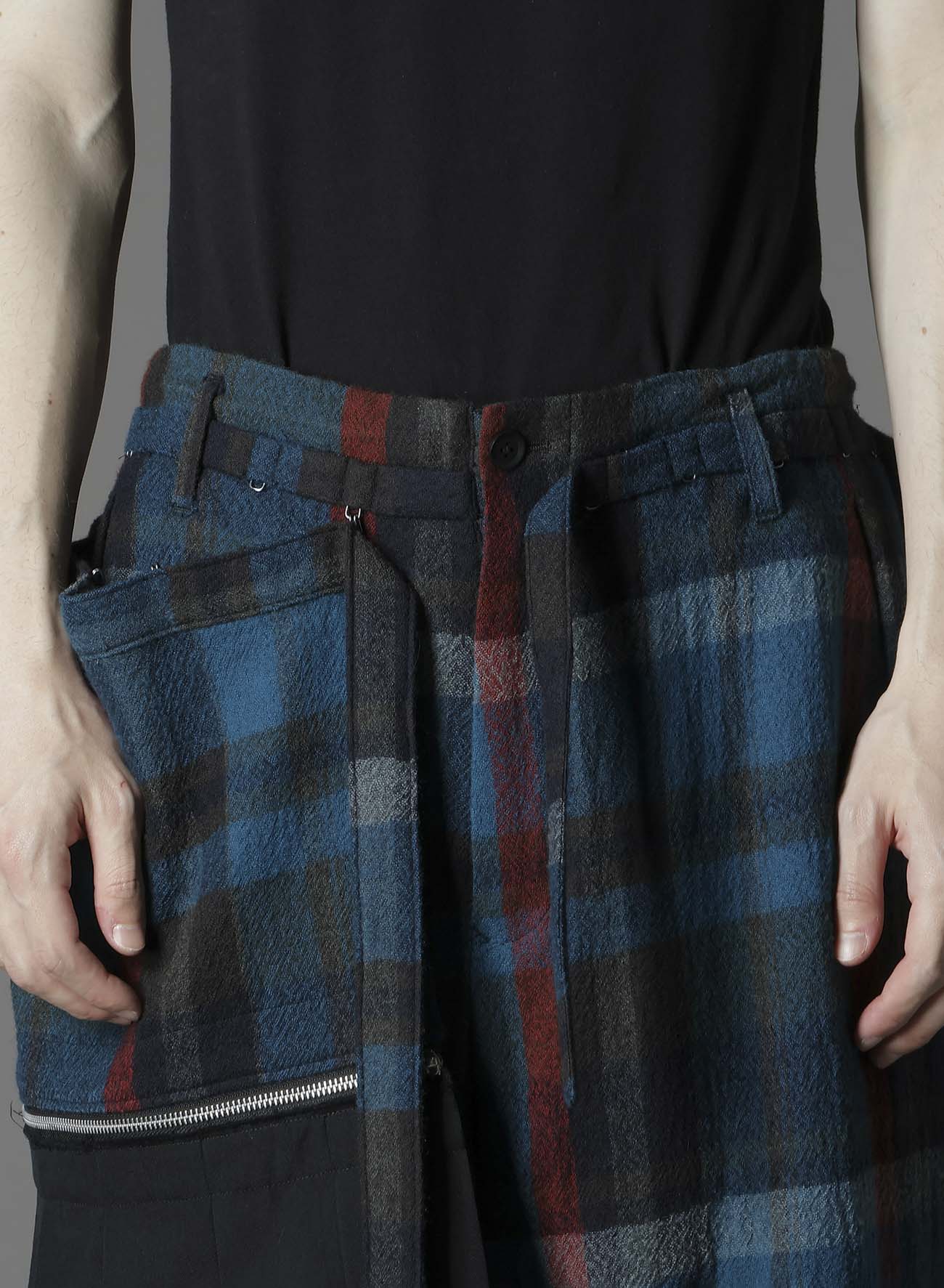 W/GABARDINE DOUBLE GAUZE PLEATED WRAP PANTS