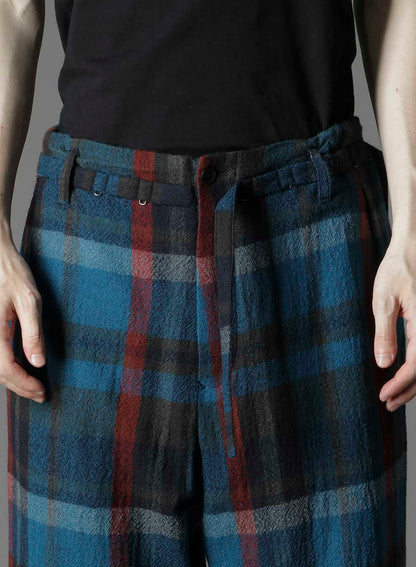 W/GABARDINE DOUBLE GAUZE  PLEATED WRAP PANTS