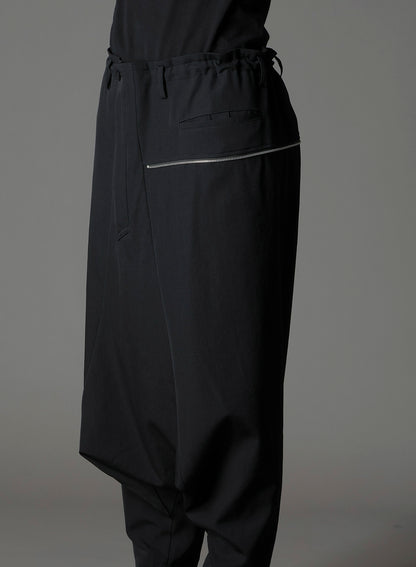 W/GABARDINE DOUBLE GAUZE  PLEATED SAROUEL PANTS