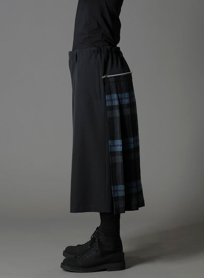W/GABARDINE DOUBLE GAUZE PLEATED HALF PANTS