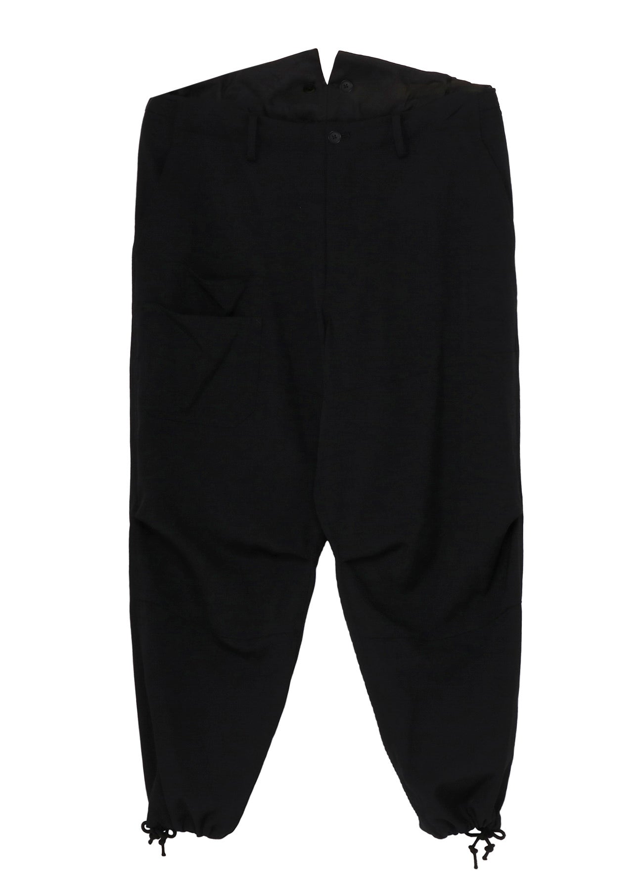 WOOL GABARDINE SUSPENDER PANTS W KNEE PAD