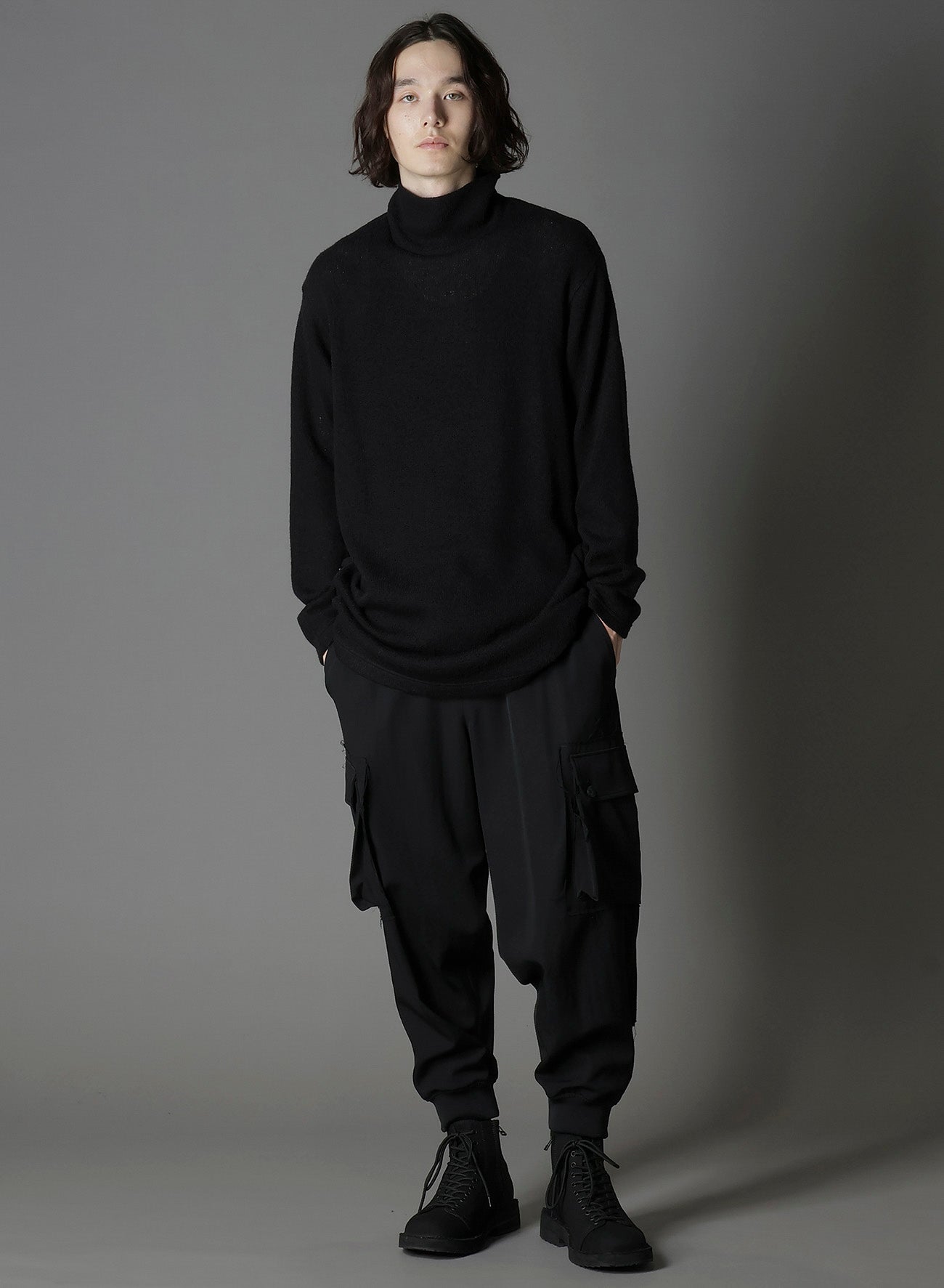 SPIDER WEB KNIT BIG TURTLENECK T-SHIRT
