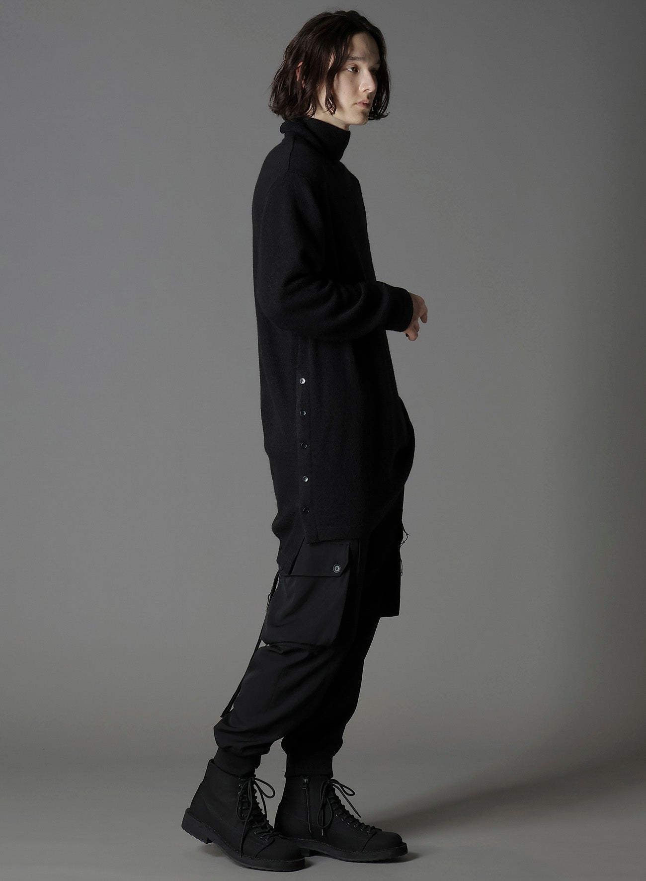 SPIDER WEB KNIT BIG TURTLENECK T-SHIRT