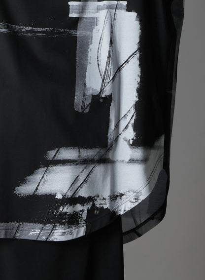 SILKETTE JERSEY PAINT PATTERN HEM JUMBO LONG SLEEVED T-SHIRT