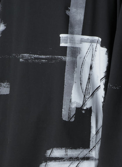 SILKETTE JERSEY PAINT PATTERN HEM JUMBO LONG SLEEVED T-SHIRT