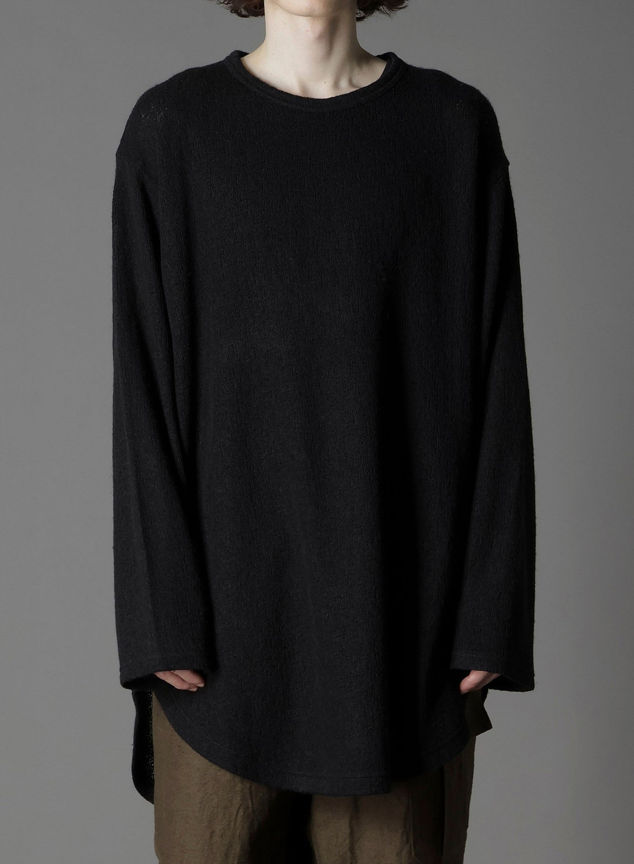 SPIDER WEB KNIT HEM JUMBO LONG SLEEVED T-SHIRT