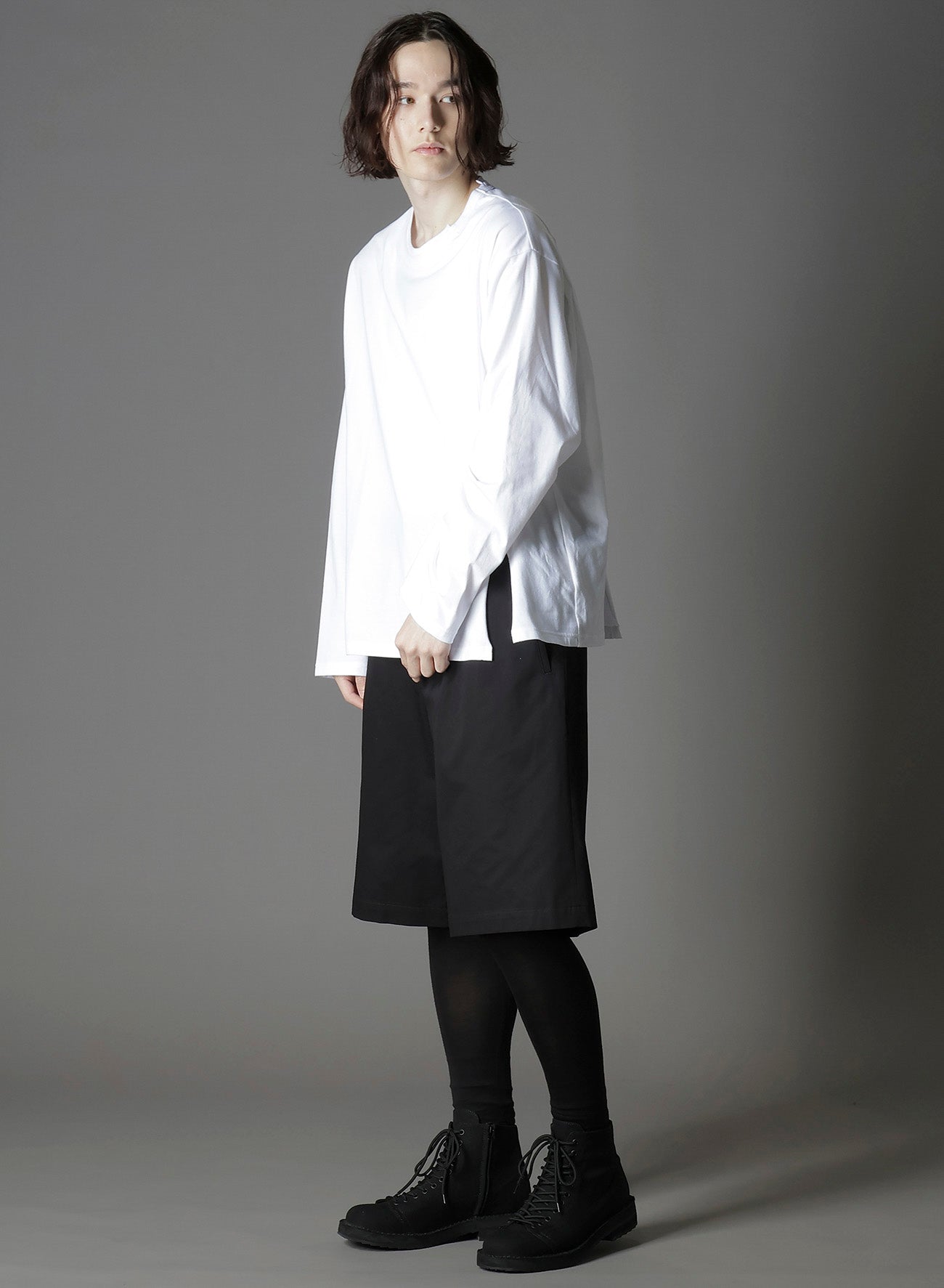 COTTON JERSEY MIX BLOCK LONG SLEEVED T-SHIRT