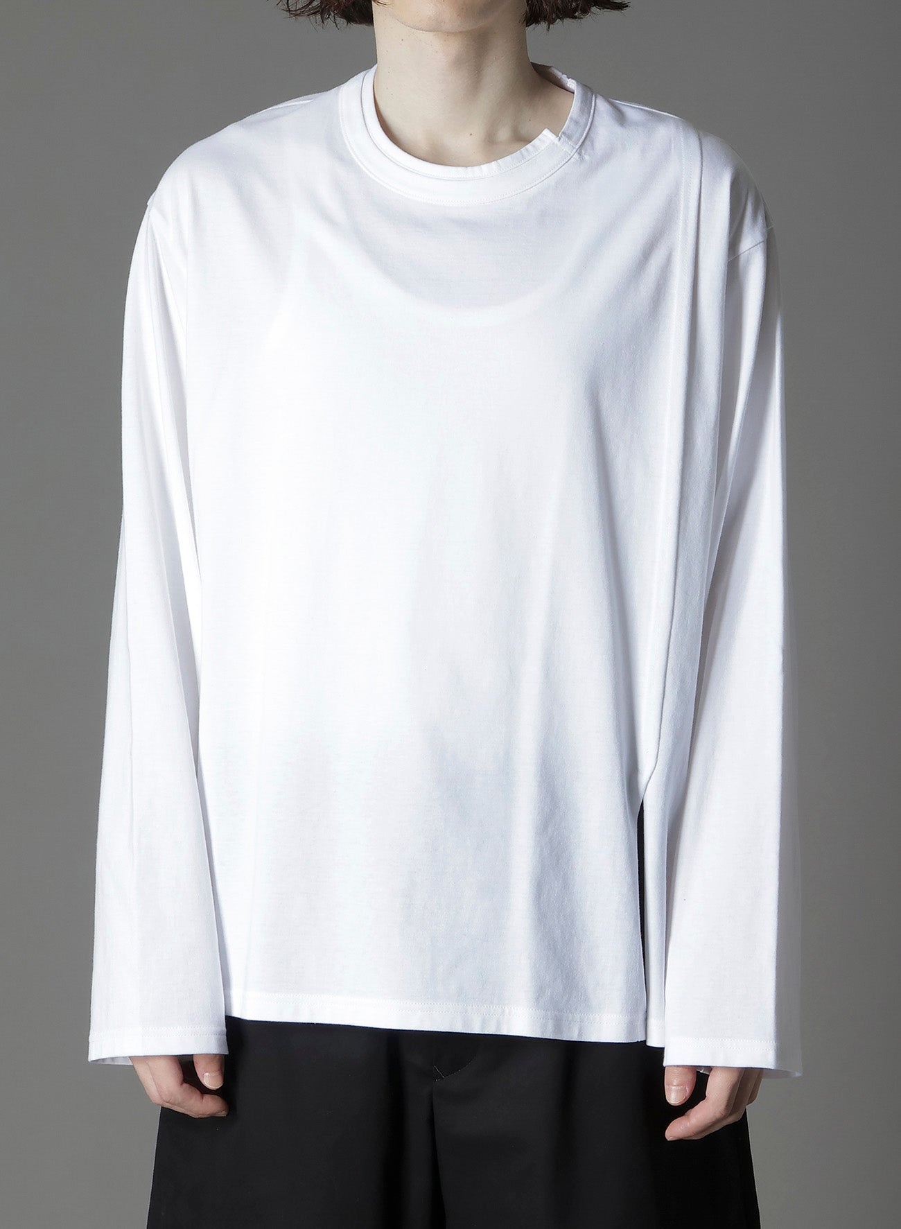 COTTON JERSEY MIX BLOCK LONG SLEEVED T-SHIRT