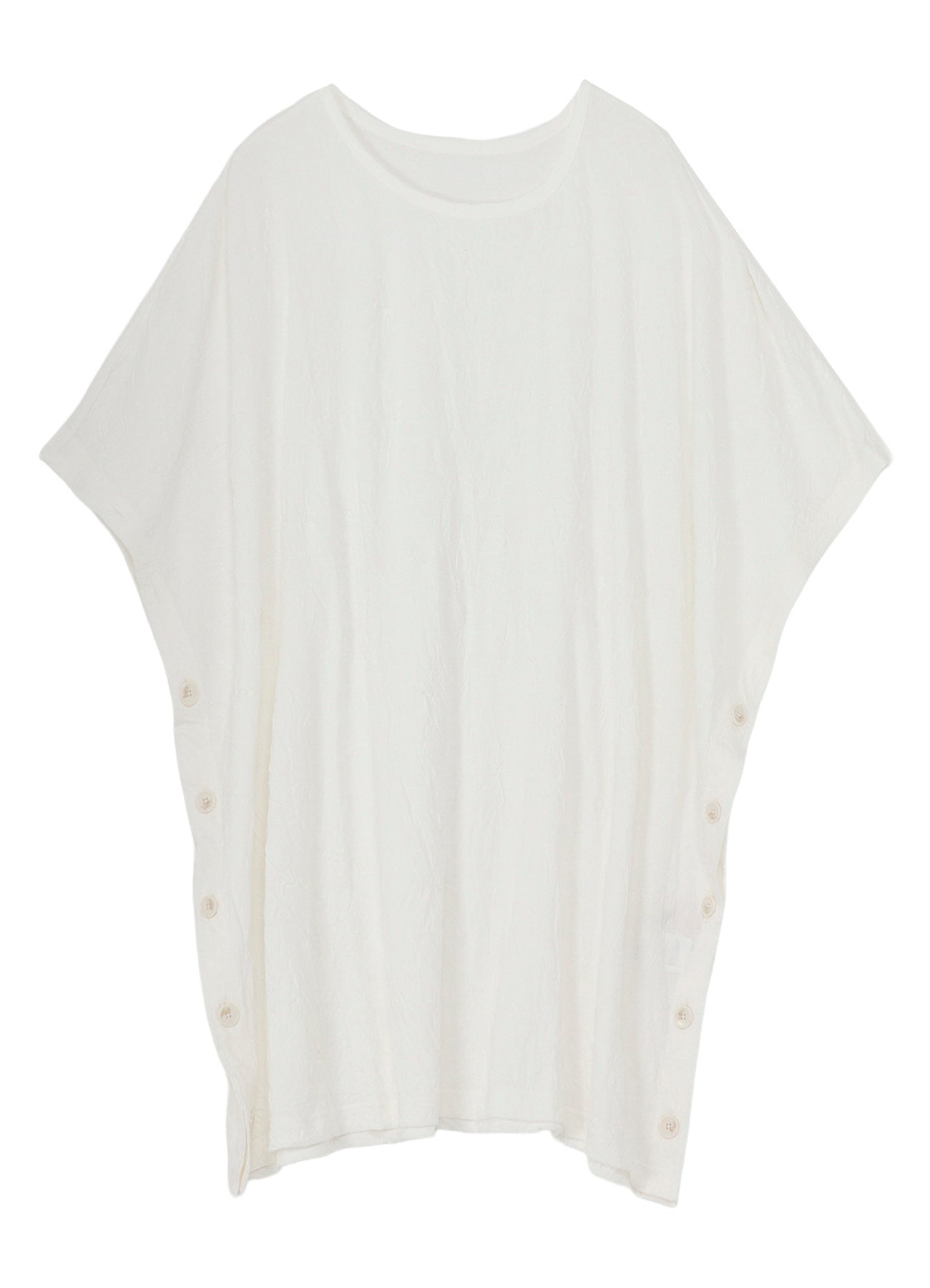 CATHC WASHER WRINKLE JERSEY SIDE BUTTON SHORT SLEEVED T-SHIRT