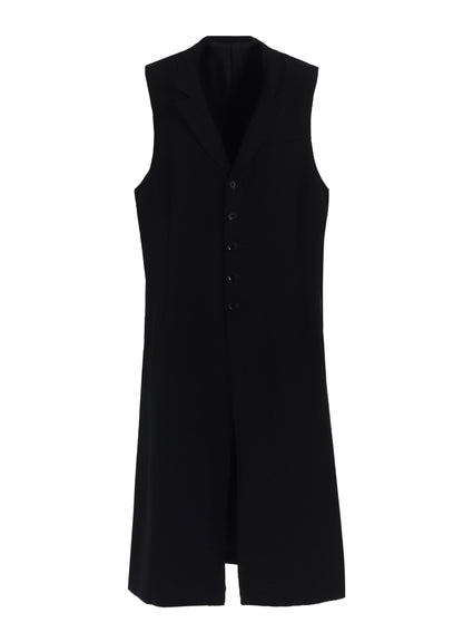 WOOL GABARDINE SINGLE LONG VEST