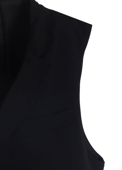 WOOL GABARDINE SINGLE LONG VEST