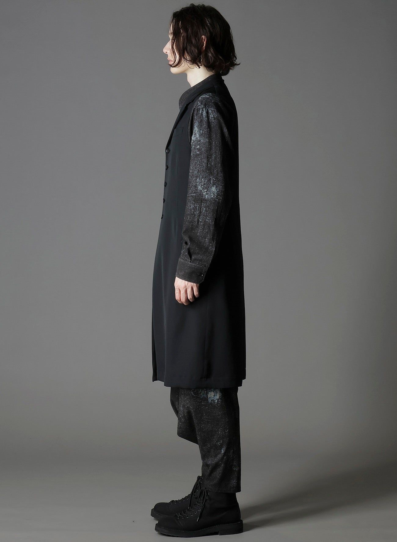 WOOL GABARDINE SINGLE LONG VEST