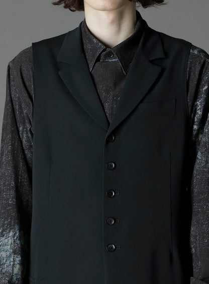 WOOL GABARDINE SINGLE LONG VEST