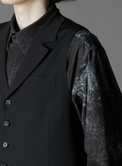 WOOL GABARDINE SINGLE LONG VEST