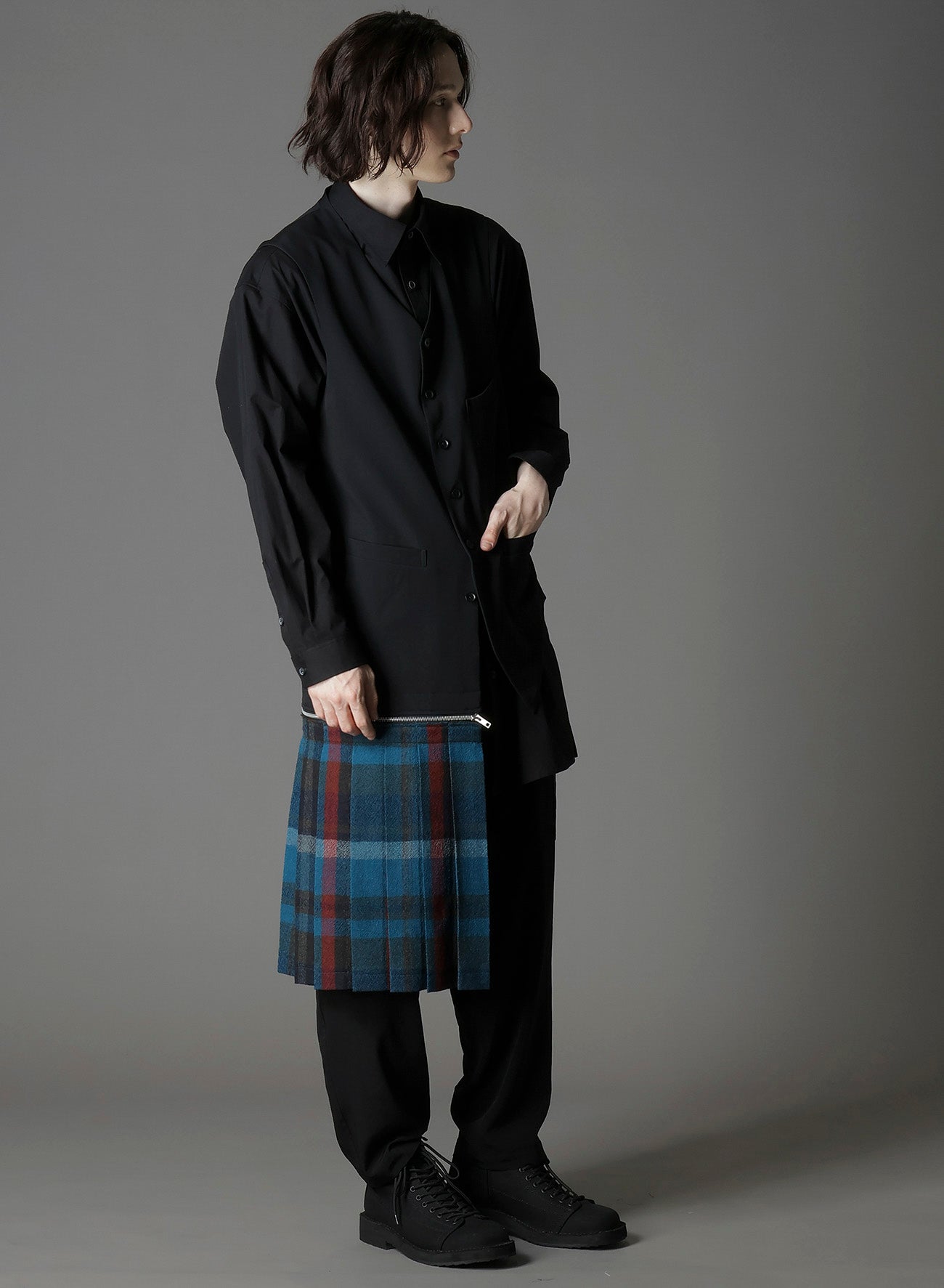 W/GABARDINE DOUBLE GAUZE PLEATED VEST