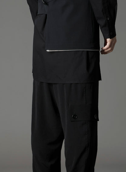 W/GABARDINE DOUBLE GAUZE  PLEATED VEST