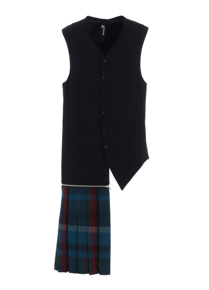 W/GABARDINE DOUBLE GAUZE  PLEATED VEST