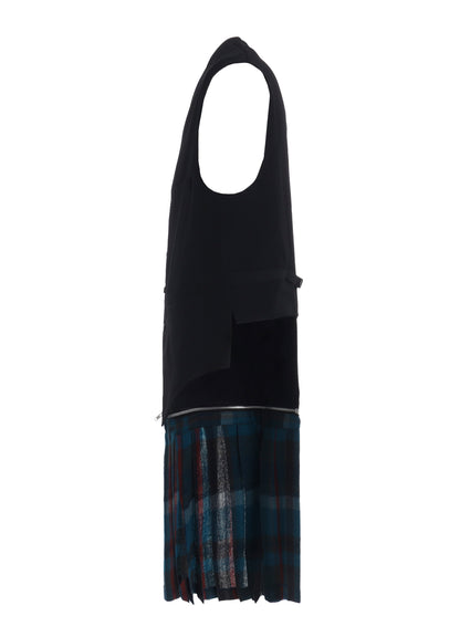 W/GABARDINE DOUBLE GAUZE  PLEATED VEST