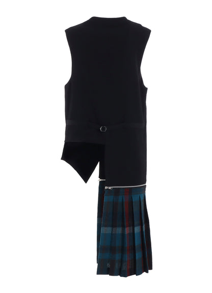 W/GABARDINE DOUBLE GAUZE  PLEATED VEST