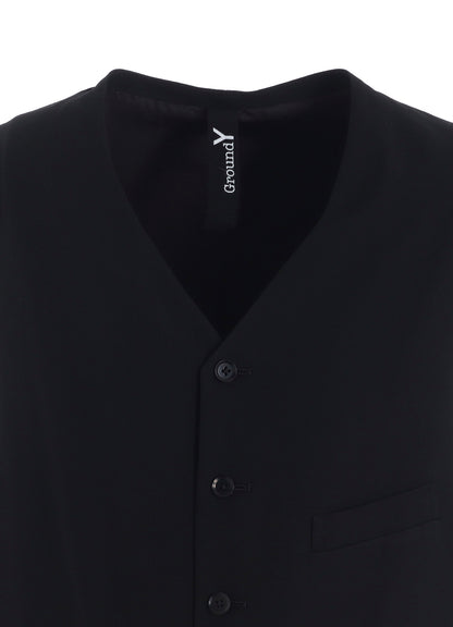W/GABARDINE DOUBLE GAUZE  PLEATED VEST