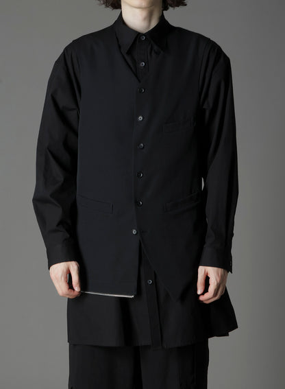 W/GABARDINE DOUBLE GAUZE  PLEATED VEST