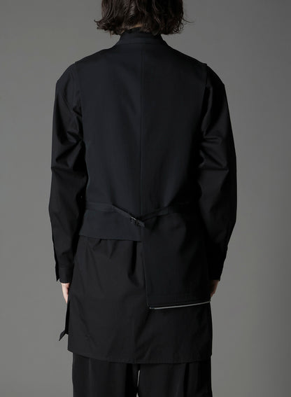 W/GABARDINE DOUBLE GAUZE  PLEATED VEST