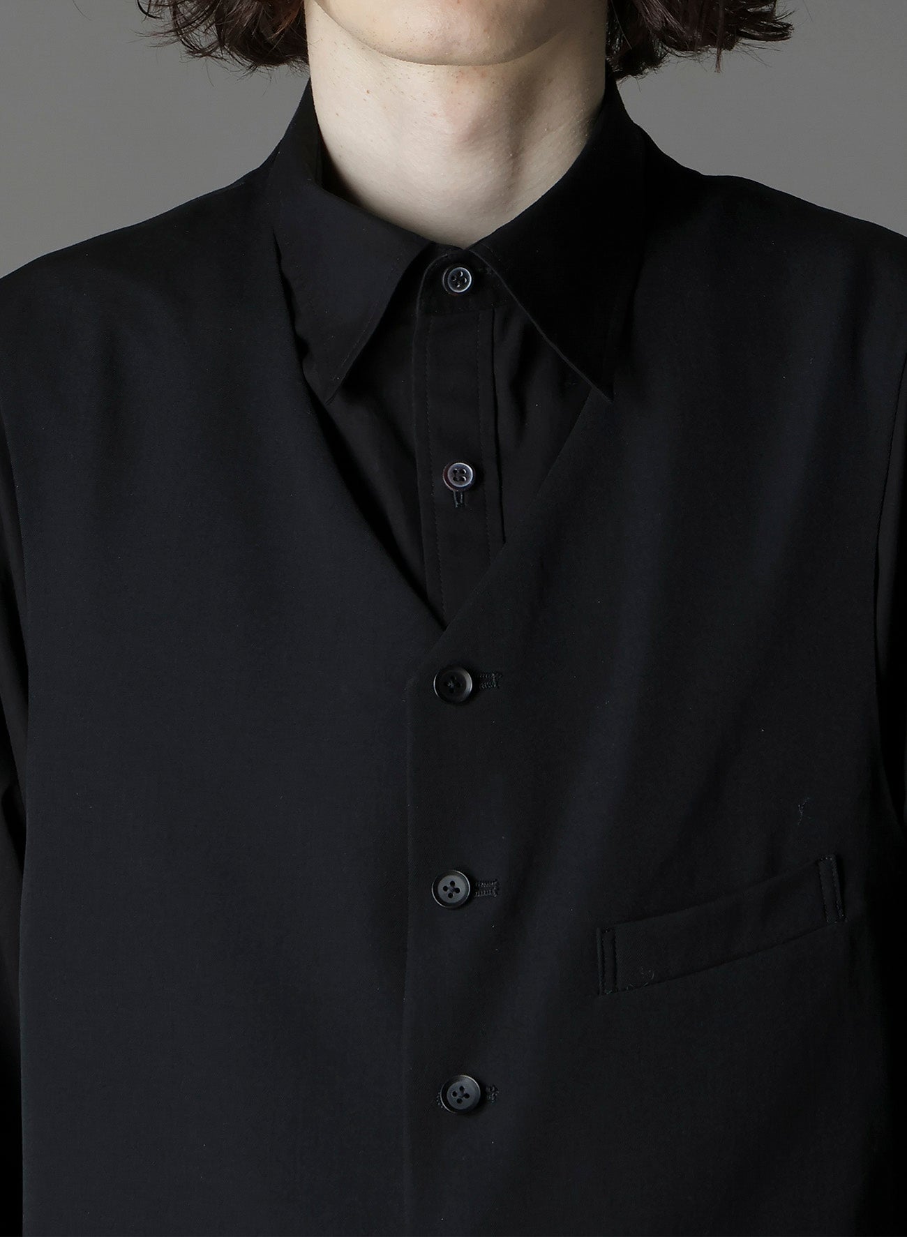 W/GABARDINE DOUBLE GAUZE PLEATED VEST