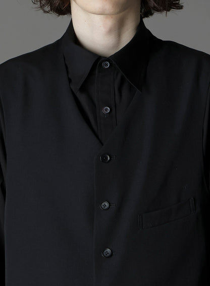 W/GABARDINE DOUBLE GAUZE  PLEATED VEST