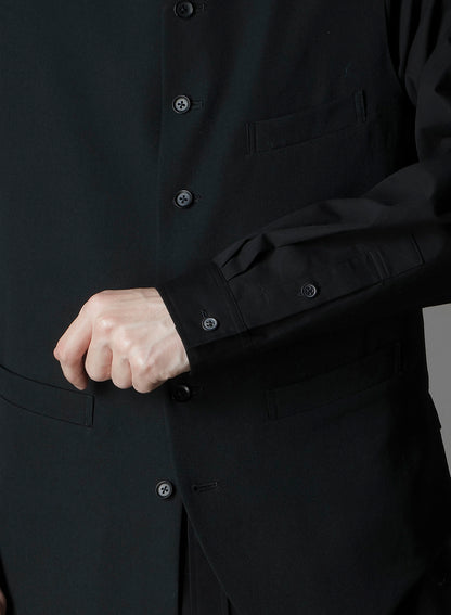 W/GABARDINE DOUBLE GAUZE  PLEATED VEST