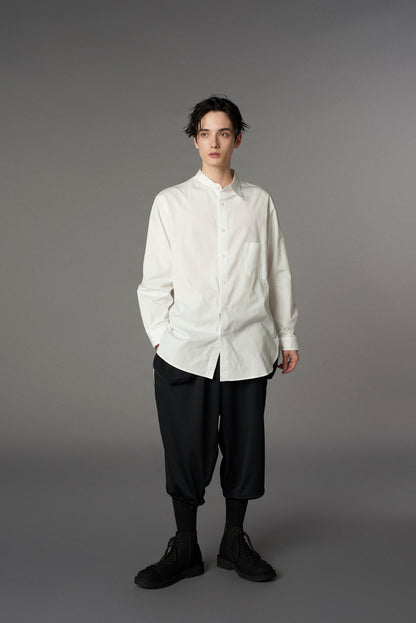 COTTON BROADCLOTH DOUBLE COLLAR SHIRT