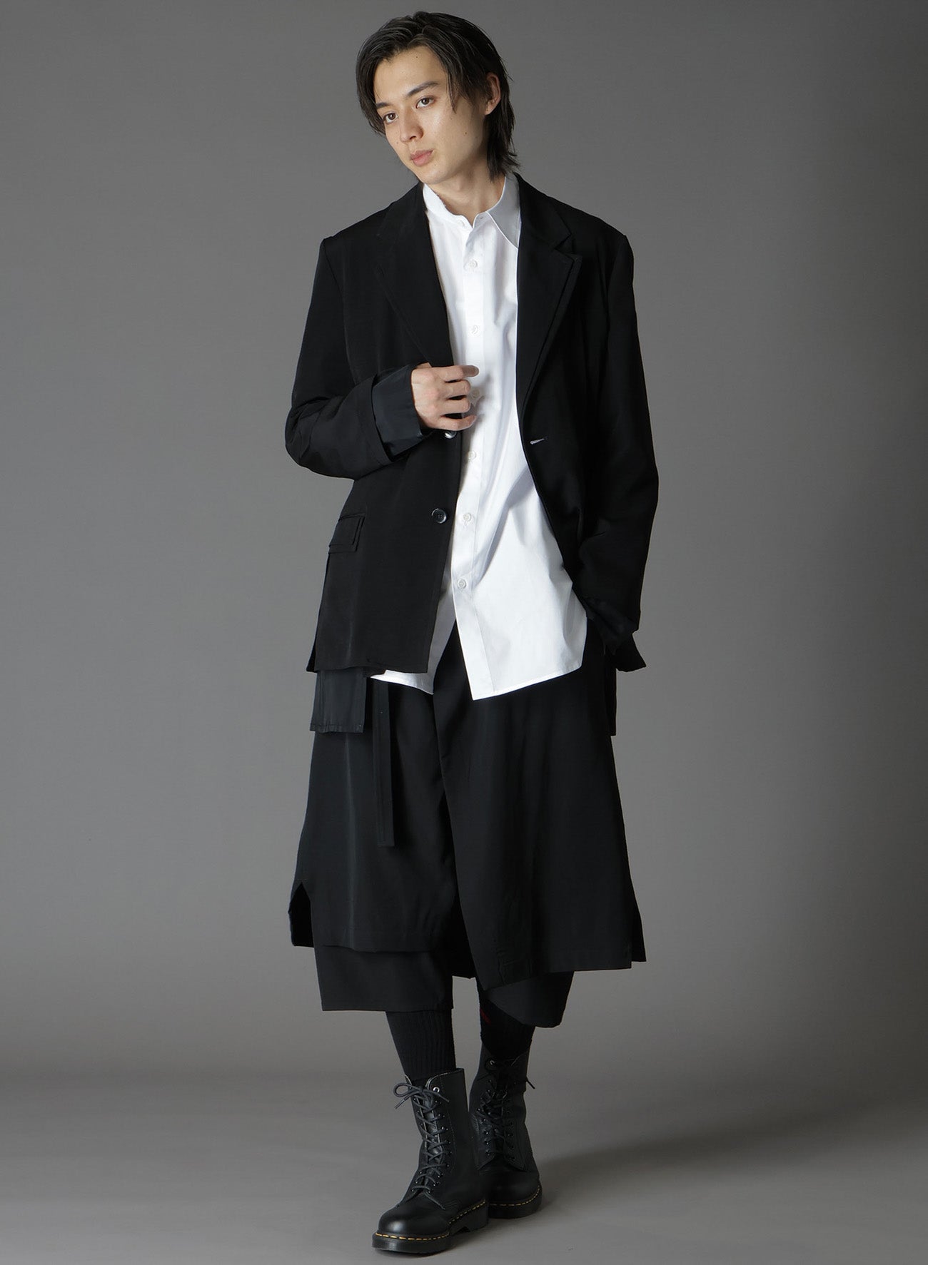 COTTON BROADCLOTH COLLAR CUT-OFF SHIRT