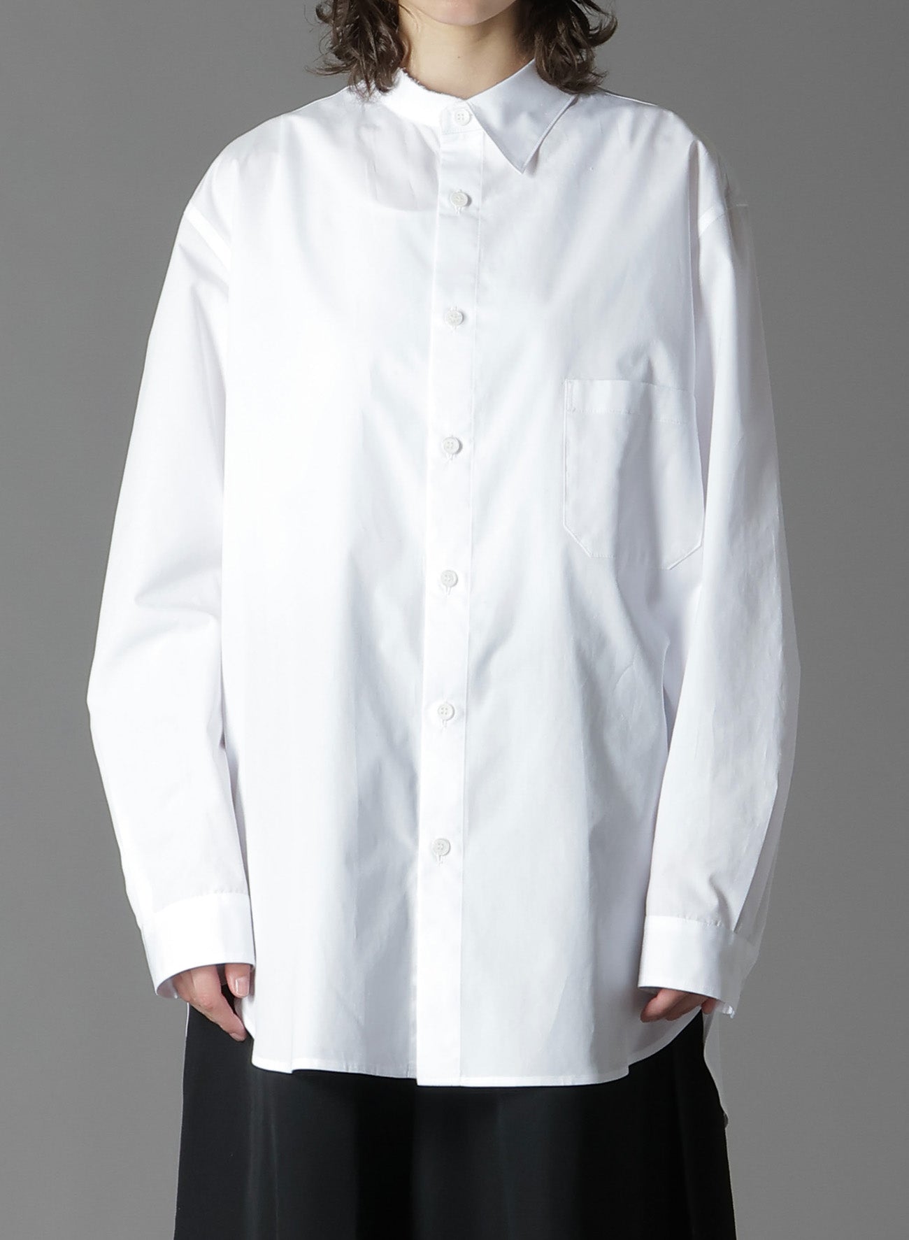 COTTON BROADCLOTH COLLAR CUT-OFF SHIRT