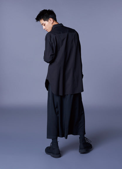COTTON BROADCLOTH COLLAR CUT-OFF SHIRT