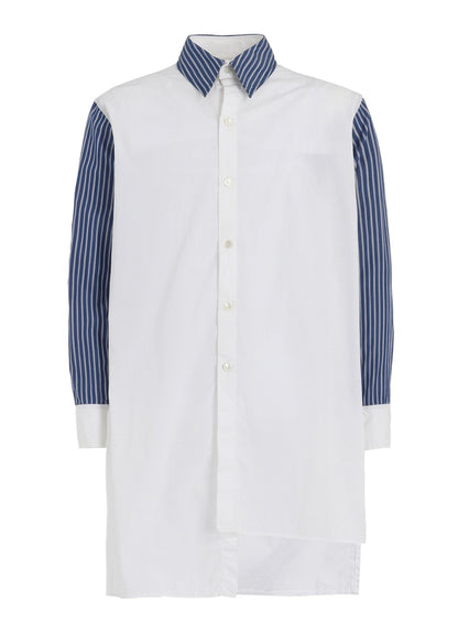COTTON BROAD +  STRIPE  SWITCHING NON FUSIBLE SHIRTS