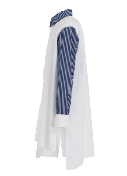 COTTON BROAD +  STRIPE  SWITCHING NON FUSIBLE SHIRTS