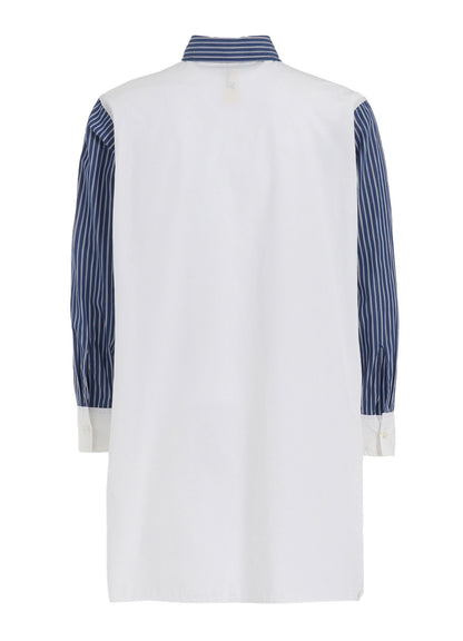 COTTON BROAD +  STRIPE  SWITCHING NON FUSIBLE SHIRTS
