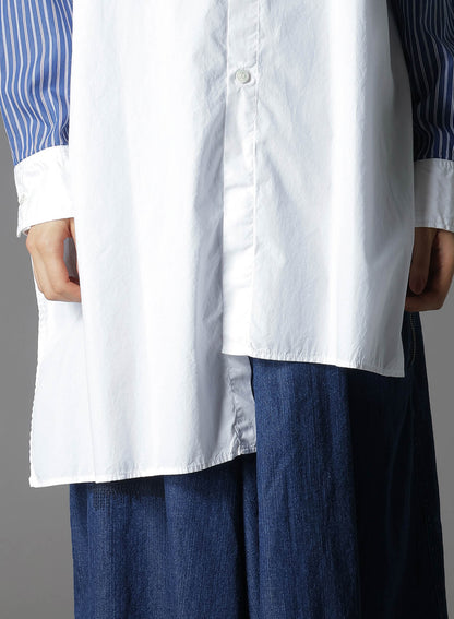 COTTON BROAD +  STRIPE  SWITCHING NON FUSIBLE SHIRTS