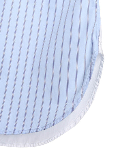 COTTON BROAD +  STRIPE  SWITCHING LONG SLEEVE SHIRTS