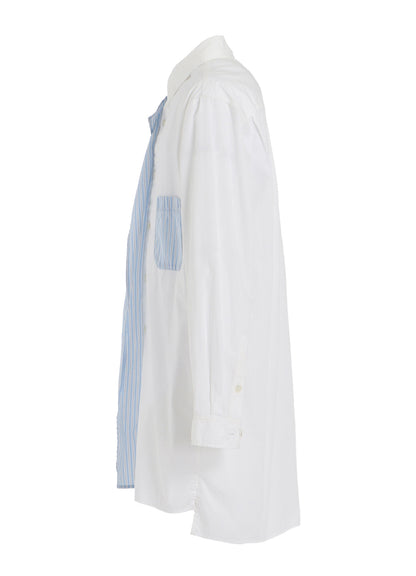 COTTON BROAD +  STRIPE  SWITCHING RUFFLE SHIRTS