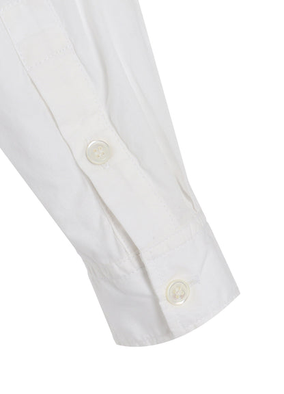 COTTON BROAD +  STRIPE  SWITCHING RUFFLE SHIRTS