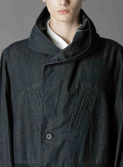 8OZ DENIM + DUNGAREE HOODED COATS WITH POCKETS