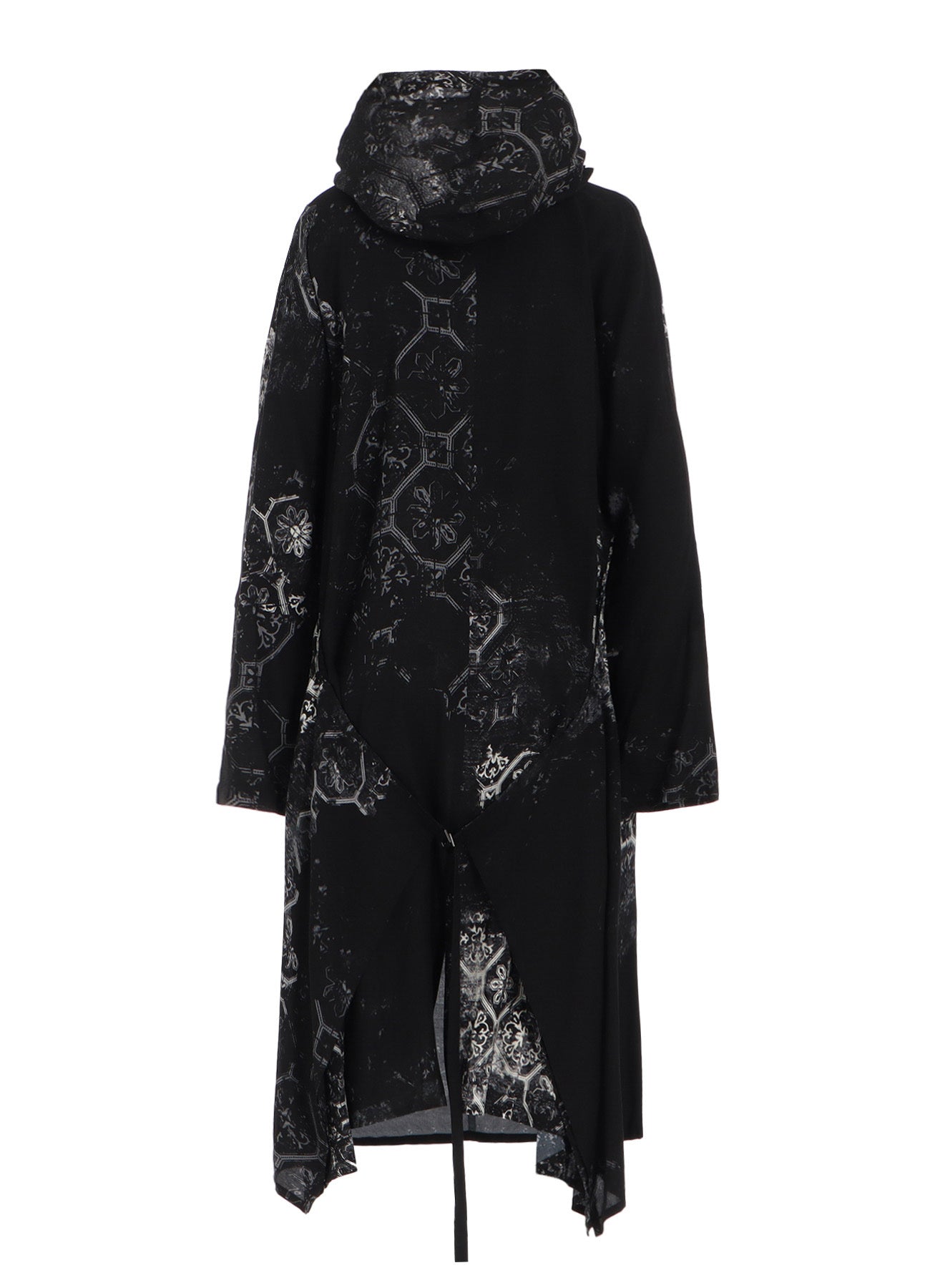 RAYON PRINT TILE PATTERN SIDE CUT-OUT DRESSES