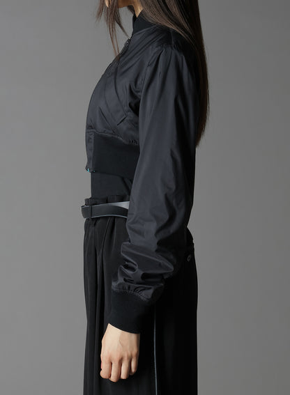 RAYON VELVET CHINESE FLOWER+NY SWITCHING MATERIAL SHORT JACKET
