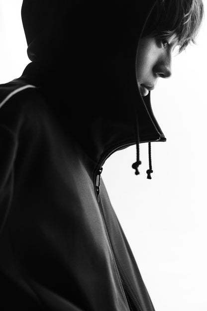 POLYESTER SMOOTH HOODED TRACK JACKET