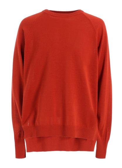 GIMA COTTON CREW NECK BACK HEM LONG KNIT